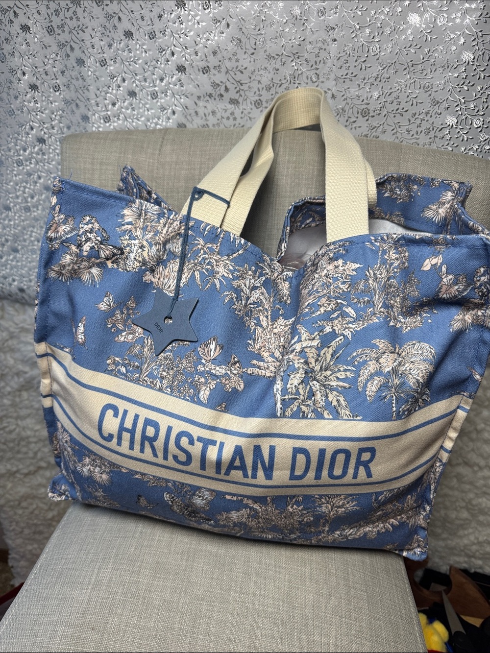 Dior Blue and Cream Dioriviera Tote